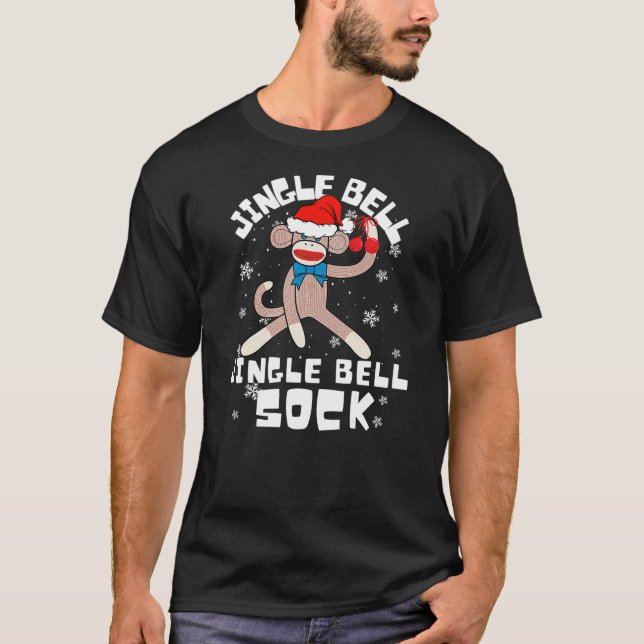 Jingle Bell Jingle Bell Sock Funny Sock Monkey Chr T Shirt (Framsida)