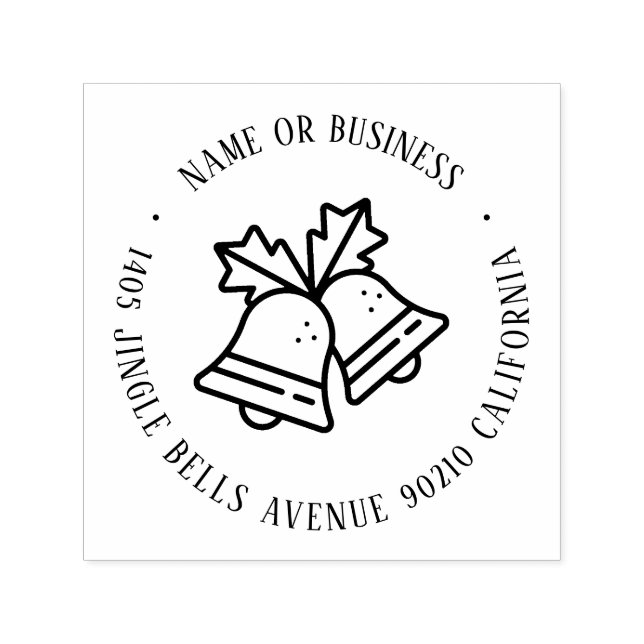 Jingle Bell jul Mail Namn och Returadress Självfärgande Stämpel (Design)
