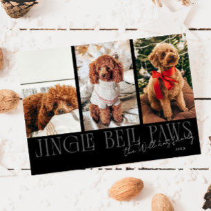 Jingle Bell Paws jul svart hund foto Julkort