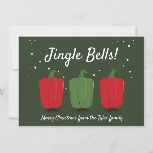 Jingle Bell Pepper-julkort - platt Helgdag Julkort
