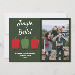 Jingle Bell Peppers Photo Flat Helgdag Card Julkort