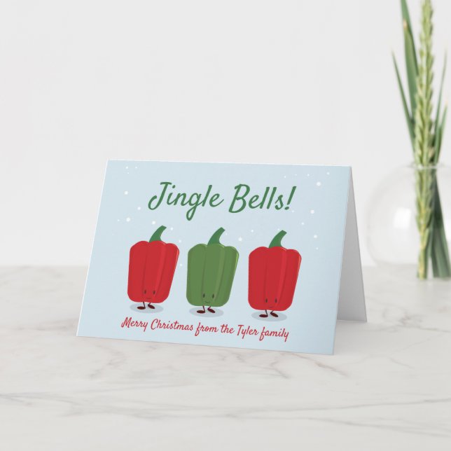 Jingle Bell Peppers Pun jul Helgkort (Framsida)