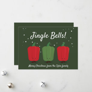 Jingle Bell Peppers Roligt Pun Food Cute God Jul Julkort