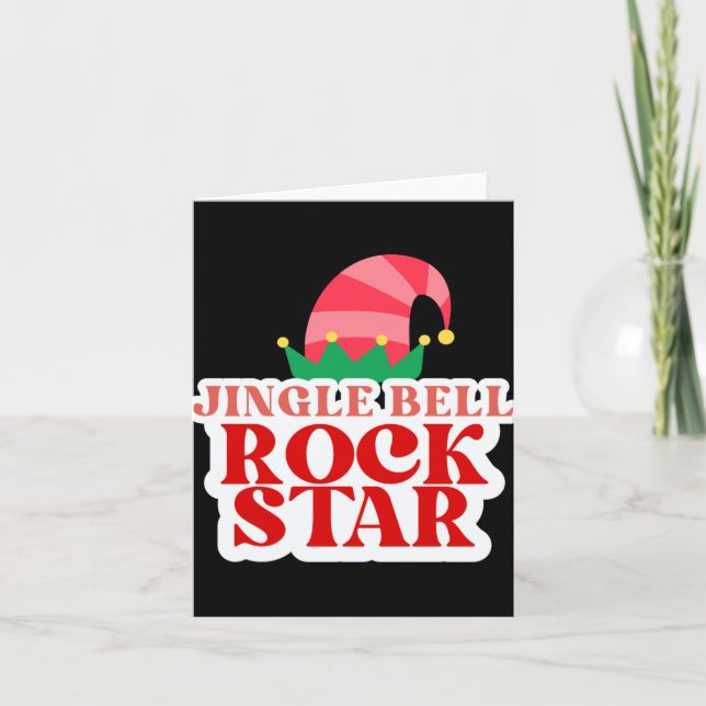 Jingle Bell Rock Star Christmas Girls Jersey T Shi Kort (Framsida)