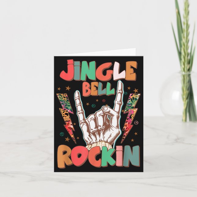 Jingle Bell Rockin Groovy Retro Christmas Xmas Ske Kort (Framsida)