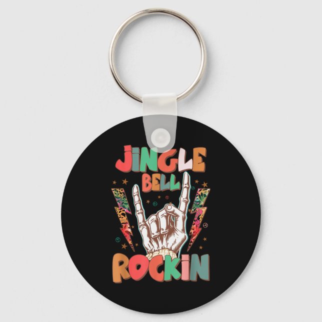 Jingle Bell Rockin Groovy Retro Christmas Xmas Ske Nyckelring (Framsida)