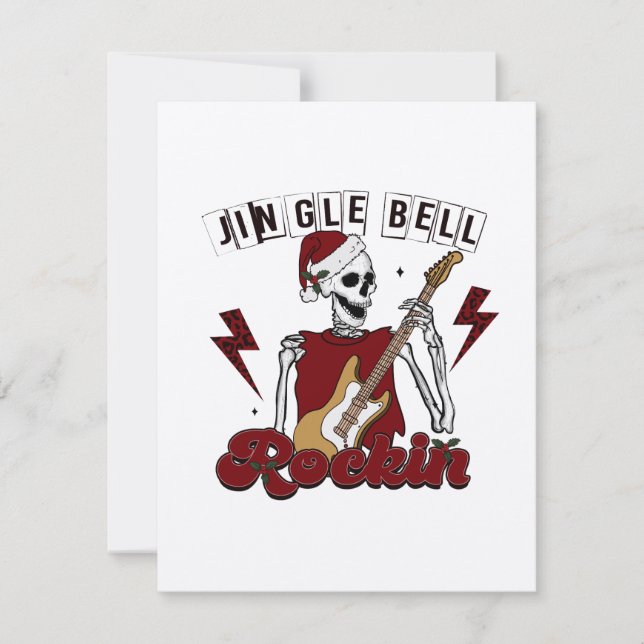 Jingle Bell Rockin' on Skeleton Guitar Player Anteckningskort (Framsida)