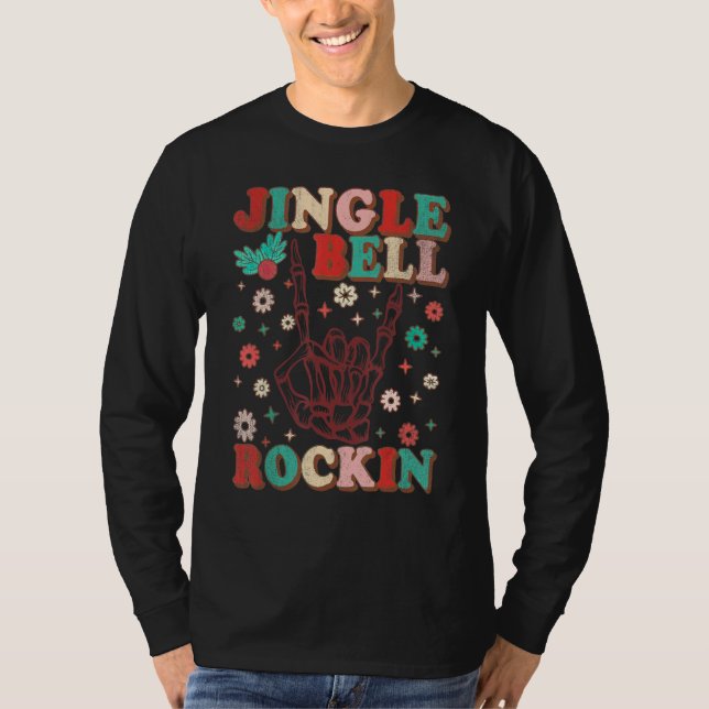 Jingle Bell Rockin Retro Christmas Morning Christm T Shirt (Framsida)
