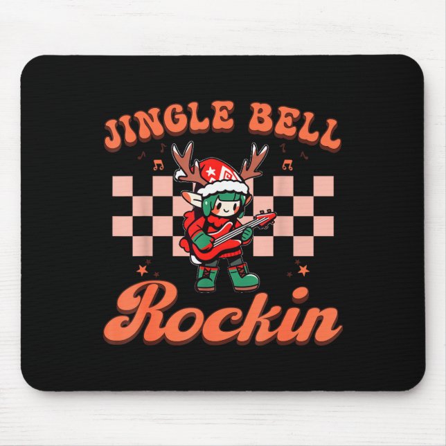 Jingle Bell Rocking Christmas Elf Rock N Roll Guit Musmatta (Framsidan)