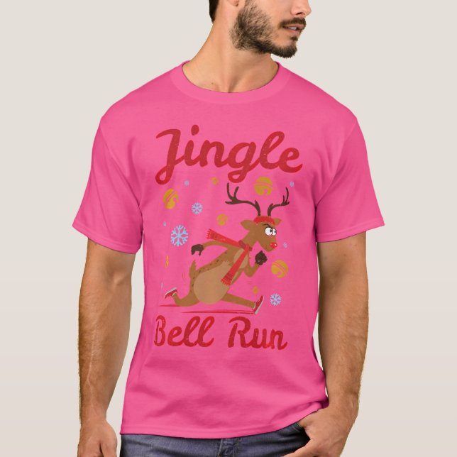 Jingle Bell Run Reindeer Running T Shirt (Framsida)
