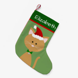 Jingle Bell Santa Orange Kattunge Liten Julstrumpa
