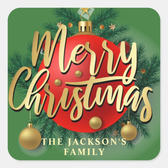 Jingle Bell Sten - jul Fyrkantigt Klistermärke (Framsida)