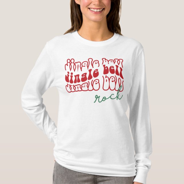 Jingle Bell Sten, Retro Funny julmusik T Shirt (Framsida)