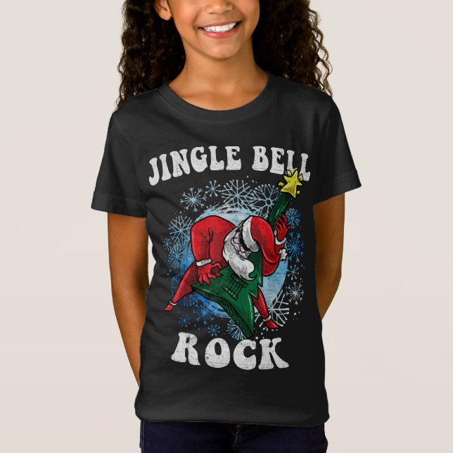 Jingle Bell Sten Santa Pay Guitar Julfu T Shirt (Framsida)