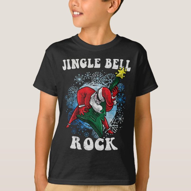 Jingle Bell Sten Santa Pay Guitar Julfu T Shirt (Framsida)