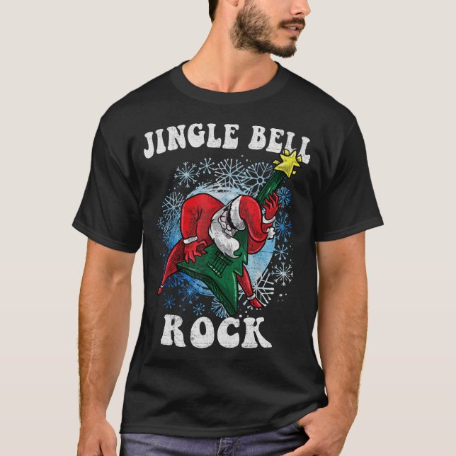 Jingle Bell Sten Santa Pay Guitar Julfu T Shirt (Framsida)