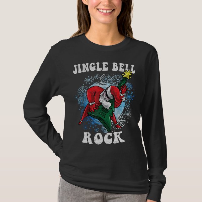 Jingle Bell Sten Santa Pay Guitar Julfu T Shirt (Framsida)