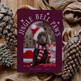 Jingle Bell Tassar Hund Photo Cranberry jul Julkort