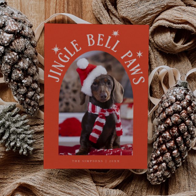 Jingle Bell Tassar Hund Photo Red jul Julkort (Skapare uppladdad)