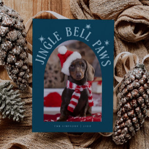 Jingle Bell Tassar Hund Photo Teal jul Julkort