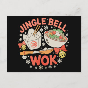 Jingle Bell Wok Kinesisk Mat Jul Xmas Helg Vykort