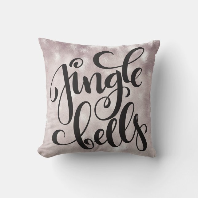 Jingle Belles Script Silver Glitter Jul  Kudde (Framsida)