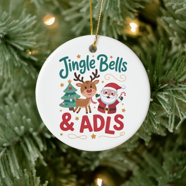 Jingle Bells ADLS Arbetsterapi OT Renar Julgransprydnad Keramik (Träd)
