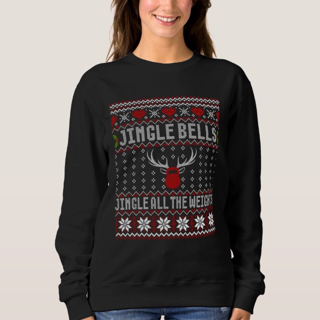 Jingle Bells Christmas Fitness Kettle Bell Workout T Shirt (Framsida)