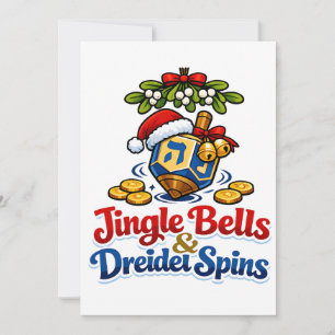 Jingle bells & Driedel snurrar Christmukkah Hanukk Inbjudningar