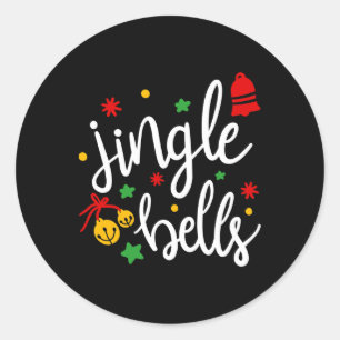 Jingle Bells Jingle All The Way Xmas Present Julså Runt Klistermärke