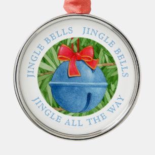 JINGLE BELLS Premium Rund Prydnad + Text Julgransprydnad Metall