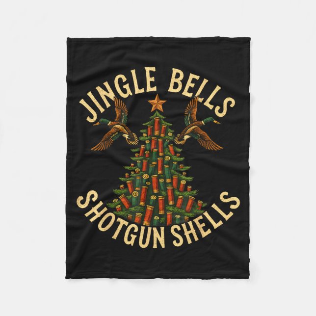 Jingle Bells Shotgun Shells Funny Hunting Christma Fleecefilt (Framsidan)