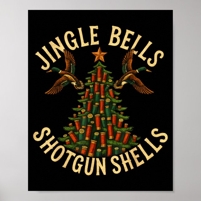 Jingle Bells Shotgun Shells Funny Hunting Christma Poster (Framsidan)