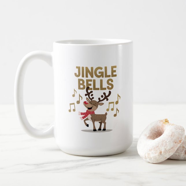 Jingle Bells Singing Reindeer Kaffemugg (Med munk)