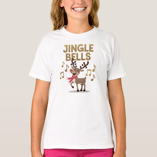 Jingle Bells Sjungande Renar T Shirt (Framsida)