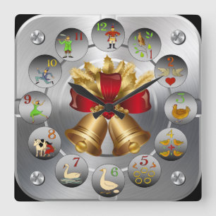 Jingle Bollar ~ Julens tolv dagar ~ Fyrkantig Klocka