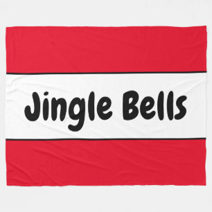 JINGLE BOLLAR Retro Text Bright Red White Rand Fleecefilt