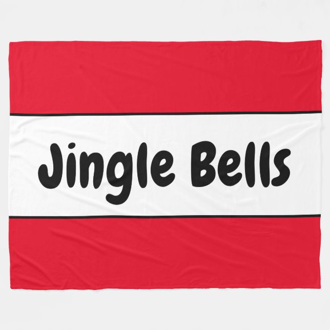 JINGLE BOLLAR Retro Text Bright Red White Rand Fleecefilt (Framsidan (Horisontell))