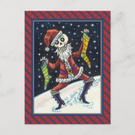 JINGLE BONES SANTA, HELGDAG SKELETON & STOCKINGS VYKORT