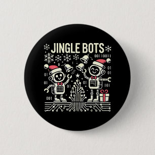 Jingle Bots Festive Helgdag Robots med Santa Hats Knapp