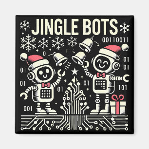 Jingle Bots Festive Helgdag Robots med Santa Hats Magnet