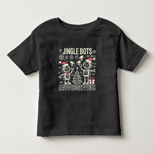 Jingle Bots Festive Helgdag Robots med Santa Hats T Shirt (Framsida)