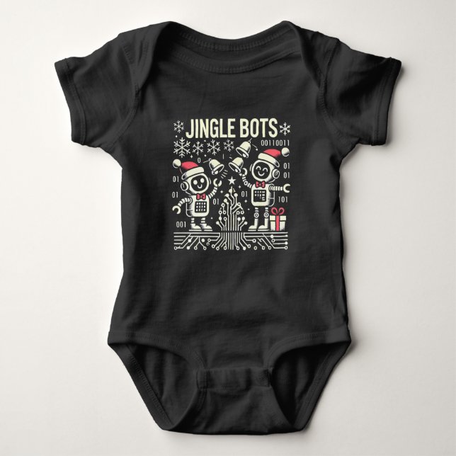 Jingle Bots Festive Helgdag Robots med Santa Hats T Shirt (Framsida)