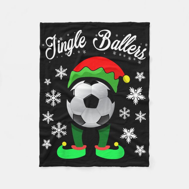 Jingle Byllers Jul Fotboll Fotbyll Tomte  Fleecefilt (Framsidan)