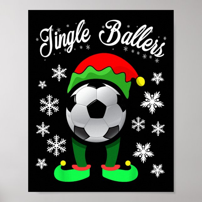 Jingle Byllers Jul Fotboll Fotbyll Tomte  Poster (Framsidan)
