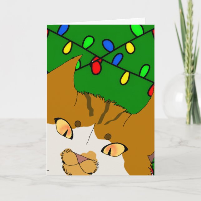 Jingle Claws Christmas Card Fun Cat Design Kort (Framsida)