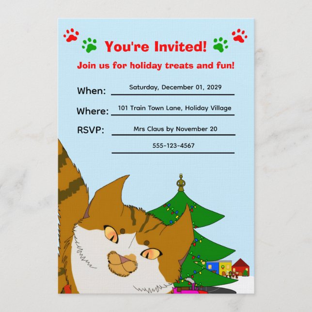 Jingle Claws Kids Holiday Party Invitation Inbjudningar (Framsida)