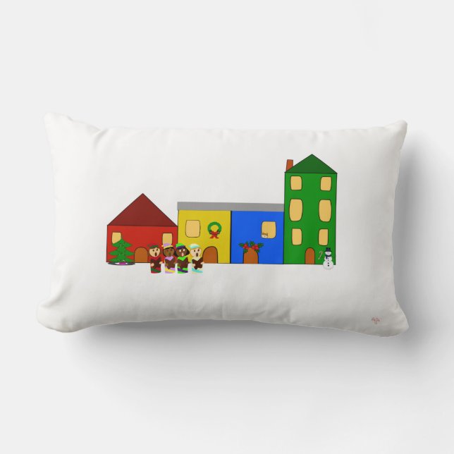 Jingle Claws Train Town Christmas Throw Lumbarkudde (Framsida)