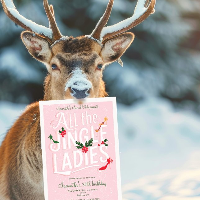 Jingle Dam Natt Ut Modern Rosa Pastel Helgdag Inbjudningar (Jingle Ladies Night Out Modern Pink Pastel Holiday Invitation )