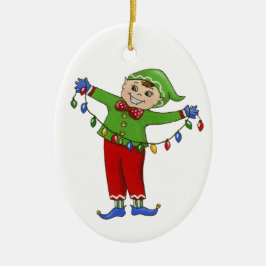 Jingle Elves "Cheery" Julgransprydnad Keramik